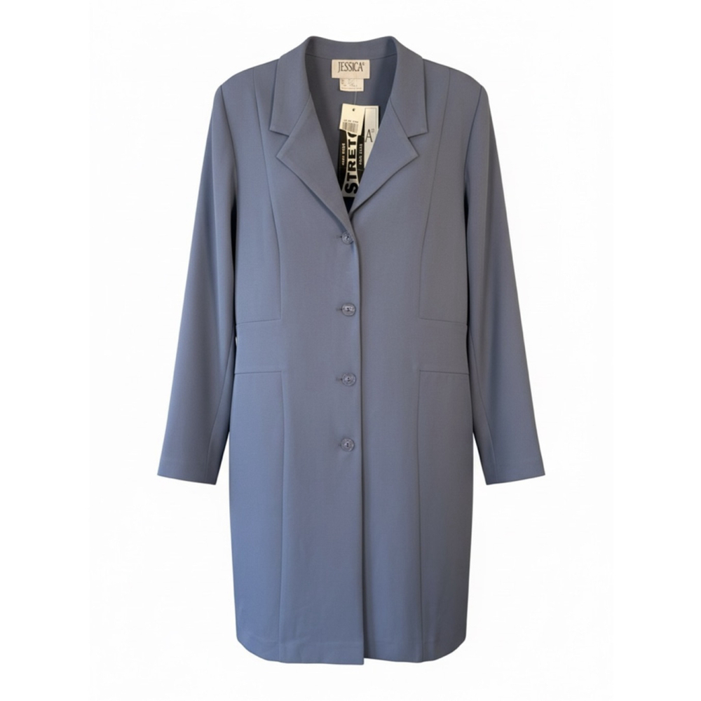 Jessica Soft Blue Tailored BlazerJacket Size 12 Vintage 90s Office Minimalist - Picture 2 of 14